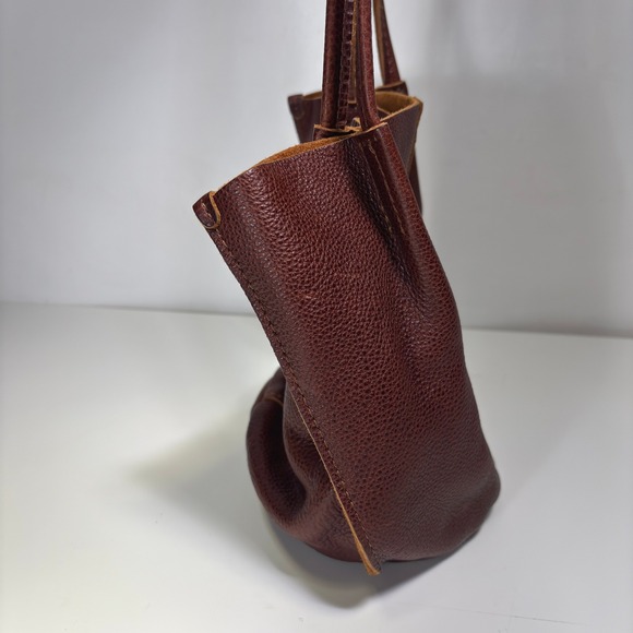 Portland Leather Goods Bucket Bag Chestnut Brown  Pebbled Leather - Picture 4 of 13